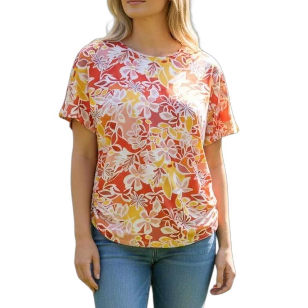 Hawaiian Tropical Print Stretch Blouse